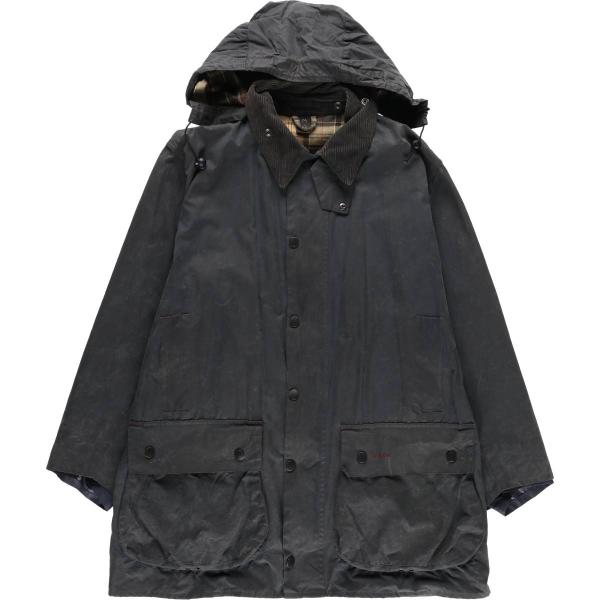 古着 00年代 バブアー Barbour BORDER ボーダー フード付き ワックス