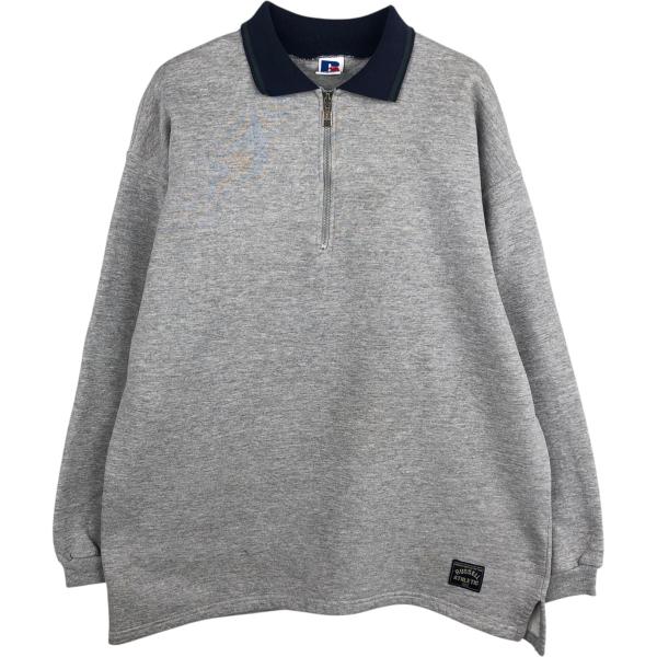 古着 90年代 ラッセル Russell 襟付き ハーフジップスウェットシャツ
