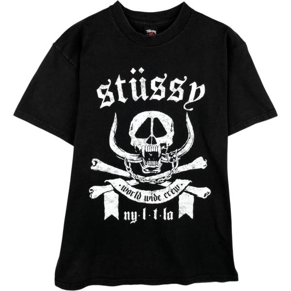 00's Stussy オールド 古着 ステューシー スカル プリント Tシャツ STUSSY（ステューシー） 古着 ドクロ柄 スカル柄 サーフ スケートT