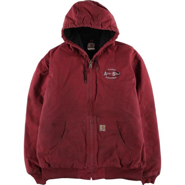 古着 カーハート Carhartt アクティブジャケット Accu-Steel Buildings アドバタイジング 中綿入り ダックフルジップパーカー メンズXL相当/eaa626252 Carhartt（カーハート） 古着 アクティブジャケット Accu-Steel