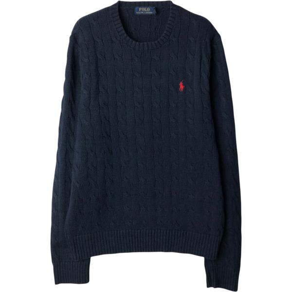 【美品】POLO RALPH LAUREN ケーブル　コットンセーターMサイズ 古着 ラルフローレン Ralph Lauren POLO RALPH LAUREN ケーブル編み
