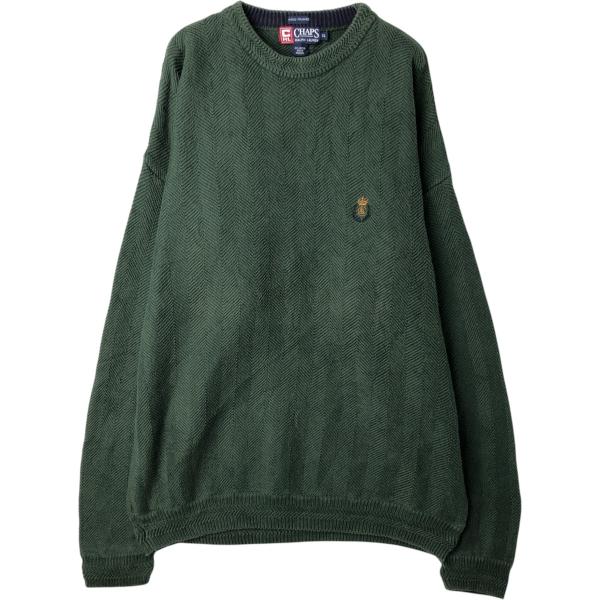 古着 ラルフローレン Ralph Lauren CHAPS チャップス ヘリンボーン コットンニットセーター メンズXL相当/eaa627522 古着 ラルフローレン Ralph Lauren CHAPS チャップス ヘリンボーン