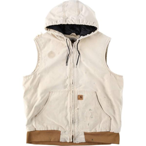 古着 カーハート Carhartt フード付き 中綿入り ダックベスト メンズXL相当/eaa627765 Carhartt（カーハート） 古着 フード付き 中綿入り ダックベスト
