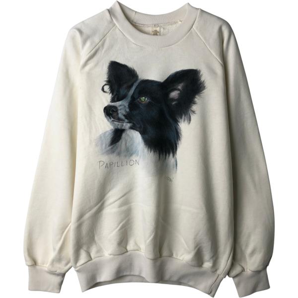 古着 PAPILLON パピヨン 犬柄 アニマル スウェットシャツ トレーナー メンズXL相当/eaa630073 古着 PAPILLON パピヨン 犬柄 アニマル スウェットシャツ トレーナー