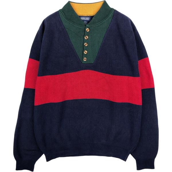 古着 90年代 ランズエンド LANDS'END ヘンリーネック コットンニット