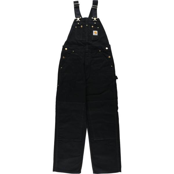 希少USA製 カーハート ダブルニー オーバーオール ブラック W34 ダック Carhartt（カーハート） 古着 ダブルニー ダック オーバーオール