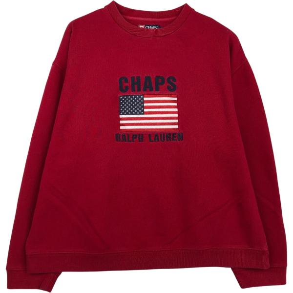 古着 ラルフローレン Ralph Lauren CHAPS チャップス 星条旗柄 ロゴスウェットシャツ トレーナー メンズXL相当/eaa633678 古着 ラルフローレン Ralph Lauren CHAPS チャップス 星条旗柄 ロゴ
