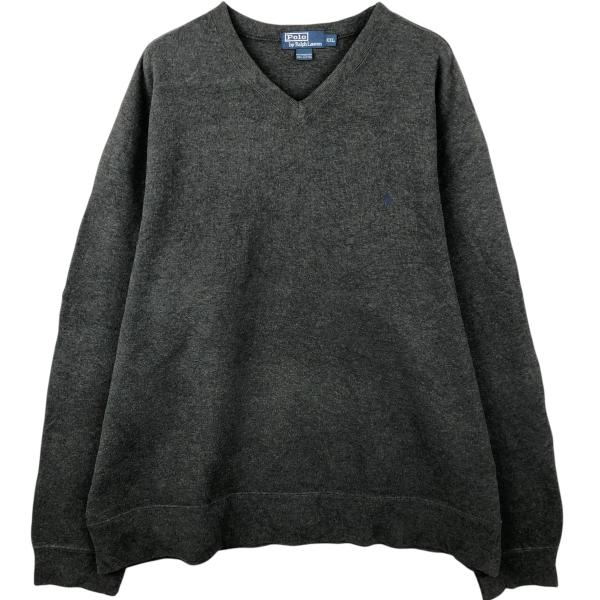 ラルフローレン　ダメージニットセーター 古着 ラルフローレン Ralph Lauren POLO by Vネック コットンニット