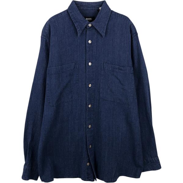 HUGO BOSS（ヒューゴ・ボス） 古着 長袖 リネン×コットンシャツ メンズ