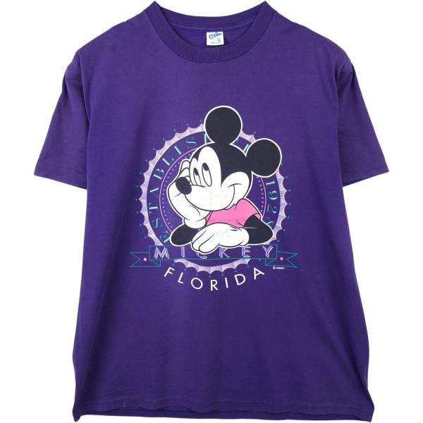 古着 80年代~ Velva Sheen MICKEY MOUSE ミッキーマウス キャラクタープリントTシャツ USA製 メンズXL相当 ヴィンテージ /eaa648211