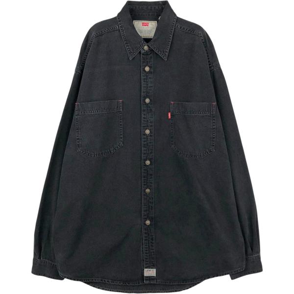 古着 リーバイス Levi's 長袖 ブラックデニムシャツ メンズL相当/eaa652069 Levi's（リーバイス） 古着 長袖 ブラックデニムシャツ メンズL相当