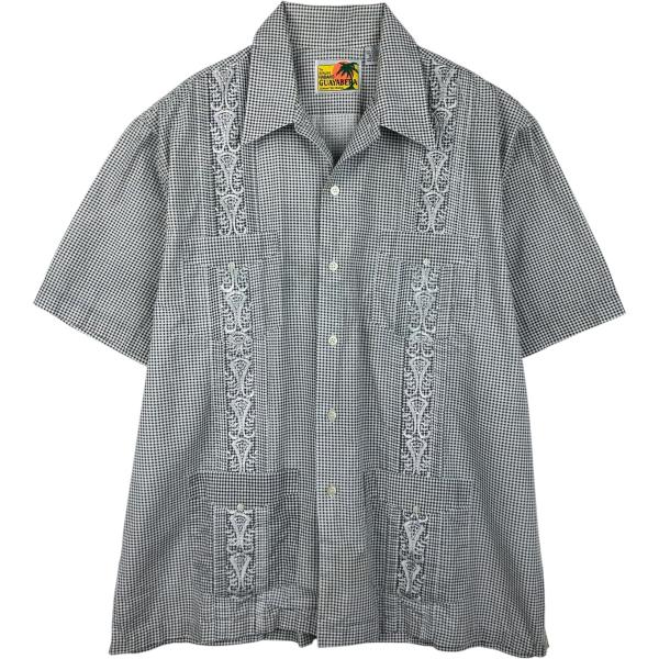HABAND GUAYABERA 開襟 半袖キューバシャツ 古着 THE GENUINE HABAND GUAYABERA チェック柄 半袖 オープンカラー
