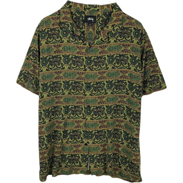 古着 ステューシー STUSSY 総柄 半袖 オープンカラー レーヨンシャツ ボックスシャツ メンズS相当/eaa660998 STUSSY（ステューシー） 古着 総柄 半袖 オープンカラー レーヨン