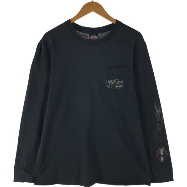 00s 鷲柄　ロンT ファイヤーパターン ハーレーダビッドソン 超激レア！！00s ビンテージ ロンTシャツファイヤーパターン ハーレーダビッドソン トップス