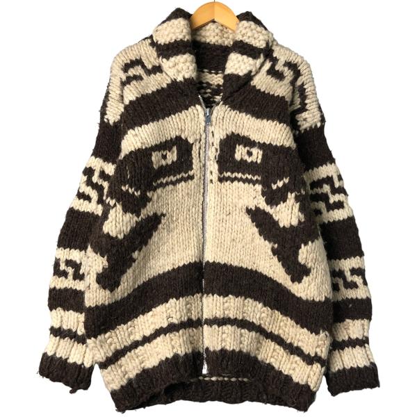 古着 総柄 カウチンセーター メンズXL相当 ヴィンテージ /evb032541