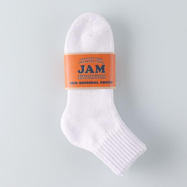 JAMオリジナル クルーソックス 靴下 ホワイト 2足セット 25-27cm   /jae000034