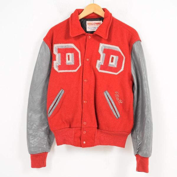 80年代 Holloway 袖革ウールスタジャン アワードジャケット Usa製