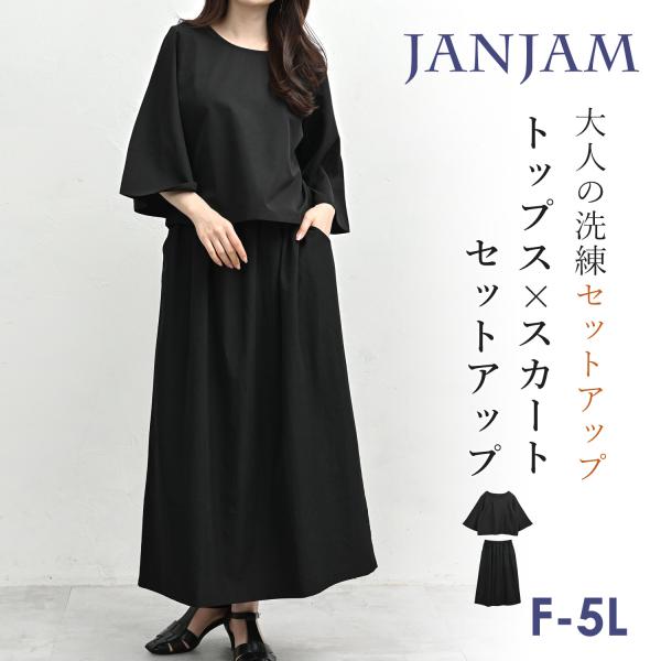 セットアップ 大きいサイズ レディース 2点セット プルオーバー ロングスカート トップス ボトムス F LL 3L 4L 5L