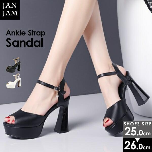 大きいサイズ レディース 靴 プラットフォームサンダル 25 26cm アンクルストラップ 変形ハイヒール 厚底 太ヒール Tk Ssa Sd0303 大きいサイズレディースjanjam 通販 Yahoo ショッピング
