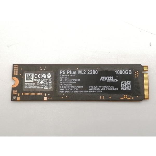 中古】Crucial P5 Plus（CT1000P5PSSD8) 1TB/M.2 2280(PCIe4.0 NVMe