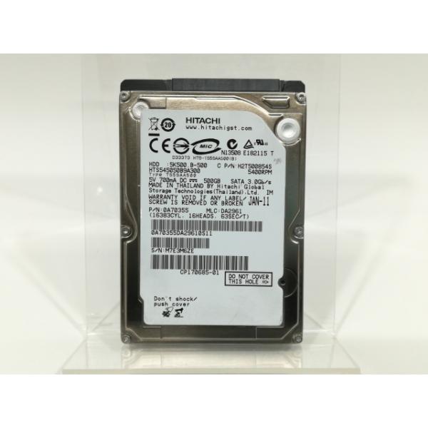 【中古】HITACHI HTS545050B9A300 500GB/5400rpm/3GbpsSATA/9.5mm/8M【大阪本店】保証期間１週間