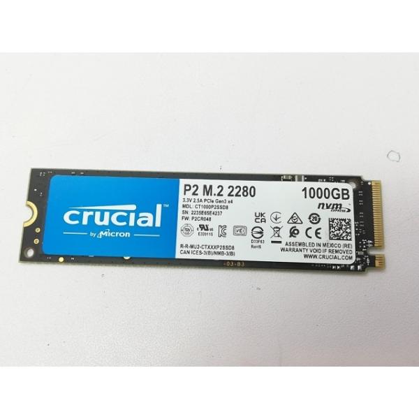 中古】Crucial P2(CT1000P2SSD8JP) 1TB/M.2 2280(PCIe3.0 NVMe)/QLC