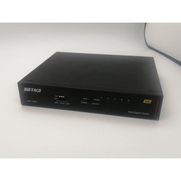 中古】BUFFALO 5ポートスイッチングハブ LXW-10G5 [ブラック]【広島本