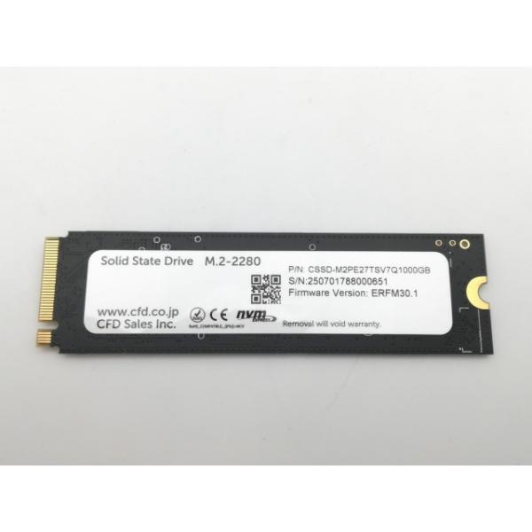 ■分類：SSD■ランク：中古■メーカー：各社■製造番号：250701788000651■備考：CFD[CSSD-M2PE27TSV7Q1000GB] 付属品：本体のみ■保証期間：１週間■注意事項：お客様のモニター発色の具合によって、実際の商...