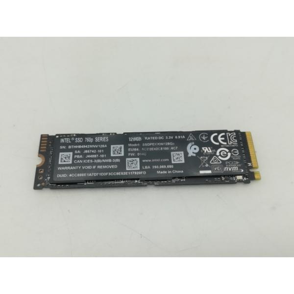 【中古】Intel SSD 760p SSDPEKKW128G8XT 128GB/M.2 2280(PCIe3.0 NVMe)/TLC【大須】保証期間１週間