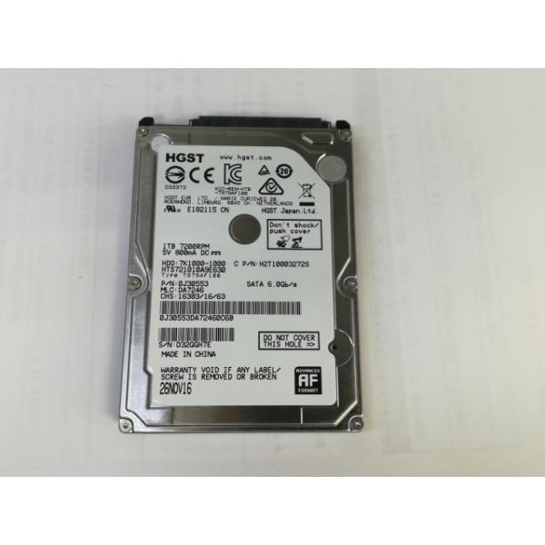 【中古】HGST HTS721010A9E630 1TB/7200rpm/6GbpsSATA/9.5mm/32M【大須アメ横】保証期間１週間