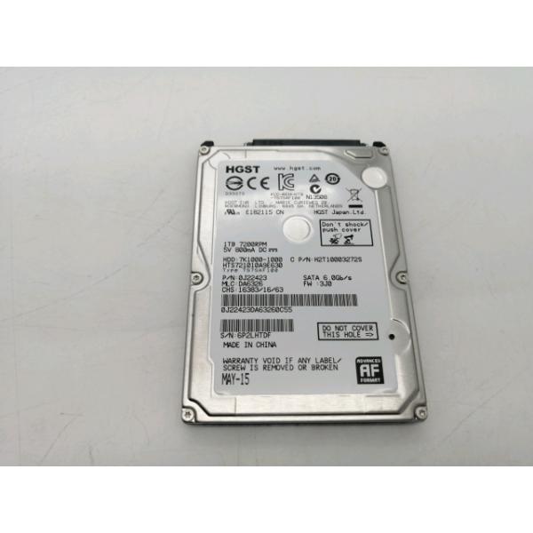 【中古】HGST HTS721010A9E630 1TB/7200rpm/6GbpsSATA/9.5mm/32M【秋葉2号】保証期間１週間