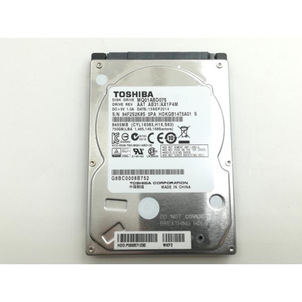 中古】TOSHIBA MQ01ABD075 750GB/5400rpm/3GbpsSATA/9.5mm/8M【福岡