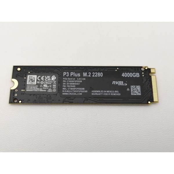 中古】Crucial P3 Plus(CT4000P3PSSD8) 4TB/M.2 2280(PCIe4.0 NVMe