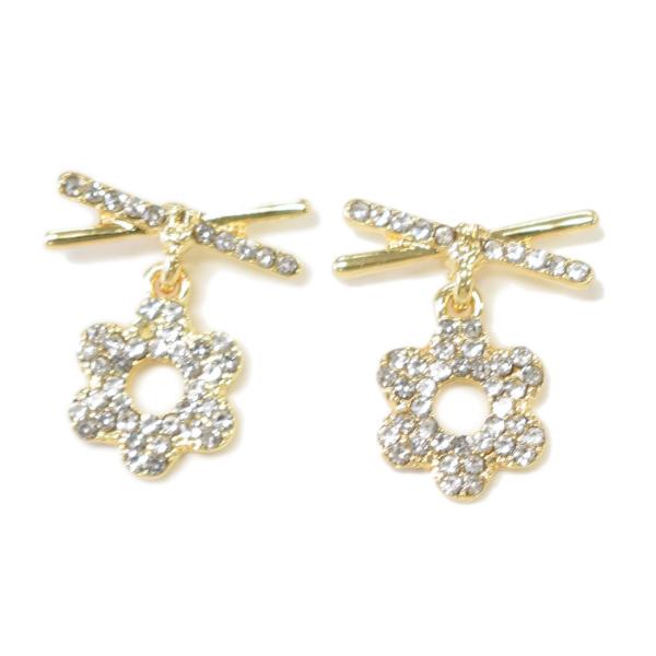 ピアス レディース アクセサリー 大人 可愛い かわいい おしゃれ 記念日 誕生日 結婚式 クリスマス プレゼント リボン×花 ゴールド
