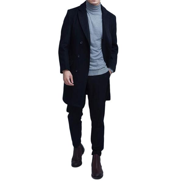 コート メンズ ダブルブレストコート 冬ジャケット ロング丈 ウール