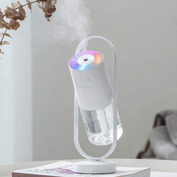 200ml加湿器 卓上 マイナスイオン機能搭載 360度回転 除菌 超静音 アロマ対応 ミニ加湿器 USB充電式 霧量調整可能 LEDライト 投影機能付き 空焚き防止
