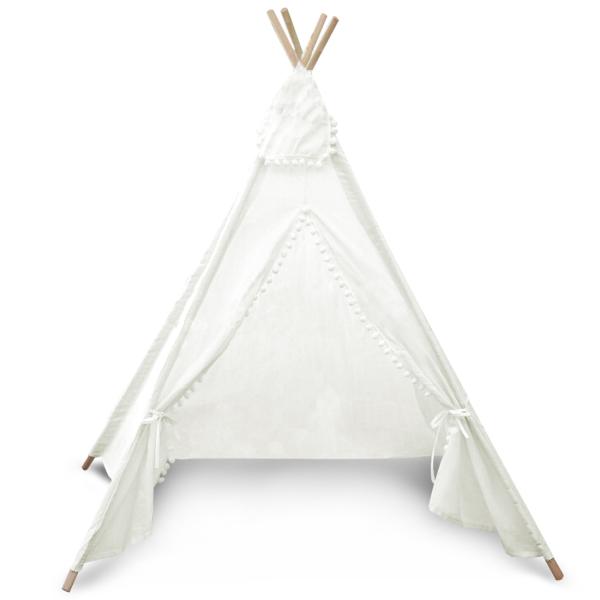 ・素材：綿、無垢材・サイズ：横幅100*奥行100*高さ110cm・重量：約900g・カラー：ホワイト/グリーン・パッケージ内容：折り畳みテント*1・4つのポールは、バリのない滑らかな桐の無垢材でできています。ストラップで固定され、崩れにく...