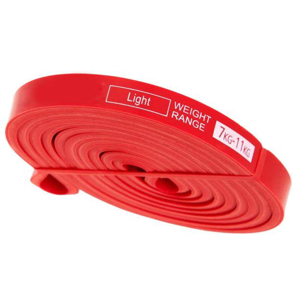 ・素材：ゴム・周長：208cm・厚み：0.45cm・幅：1.3cm・重量：116g・負荷レベル：約7〜11kg・カラー：レッド・パッケージ内容：トレーニングチューブ*1