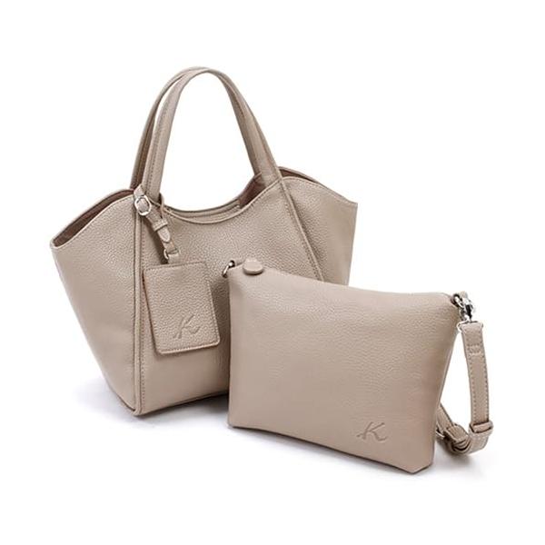 キタムラ ショルダーバッグとパスケース付き ハンドバッグ Z-0556 レディース サンドベージュ／アイボリーステッチ 52901