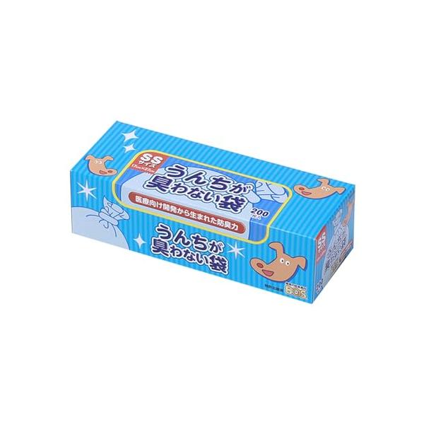 驚異の防臭素材BOSボス　うんちが臭わない袋　SSサイズ大容量200枚入 ペット用うんち処理袋袋カラー：ブルー
