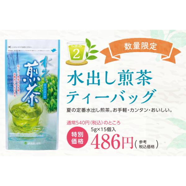 【10%割引対象商品 金谷茶】水出し煎茶ティーバッグ　５ｇ×15袋入り