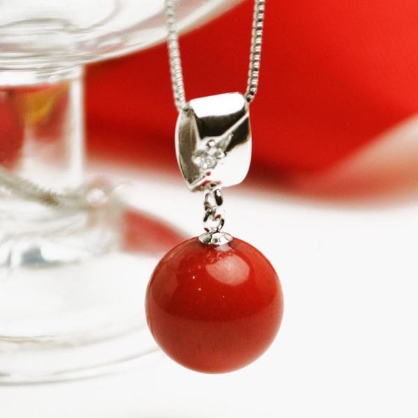 大粒 ウミタケ珊瑚 海竹珊瑚12mm SV925 ペンダントネックレス 日本製