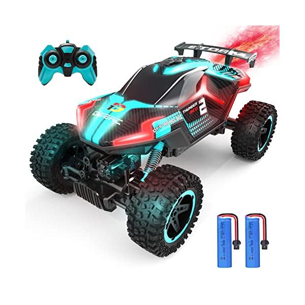 DEERC ラジコンカー こども向け オフロード 4WD 四輪駆動 操作時間70分 バッテリー2個 RCカー 1/16スケール 五つライトモード :mbd76e52d14:ジャックインザマーケット!店 通販 RCレーシングカーチタンの冷却二重ファンと550分の540モーターヒートシンク