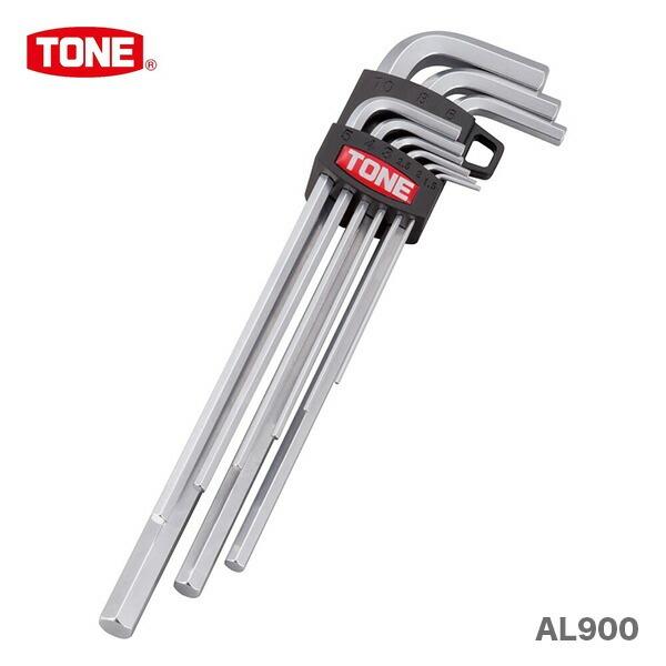〈トネ〉レンチセット　AL900（ロング六角棒L 形レンチ9点＋ホルダー） JAN：4953488018516 【在庫限り！アウトレット品】