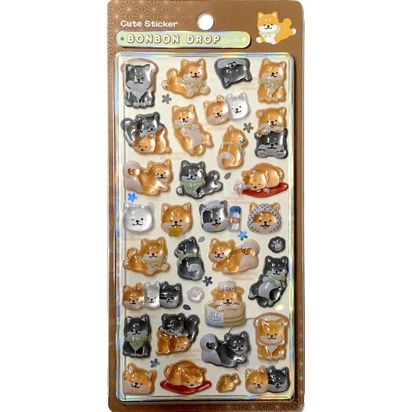 ボンボンドロップシール 柴犬ほっこりぷっくり 立体 シール かわいい 癒し 文房具 デコレーションころんとしたボンボンのような立体感が可愛いドロップシールです日本でも人気の高い柴犬モチーフを、ほっこり癒される表情でデザインしました透明感のあ...