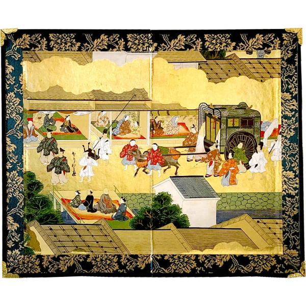 山水画　襖絵　御所車　（価格変更）お飾り襖画　和室壁面飾り画　１枚限定 山水画 襖絵 御所車 （価格変更）お飾り襖画 和室壁面飾り画 1