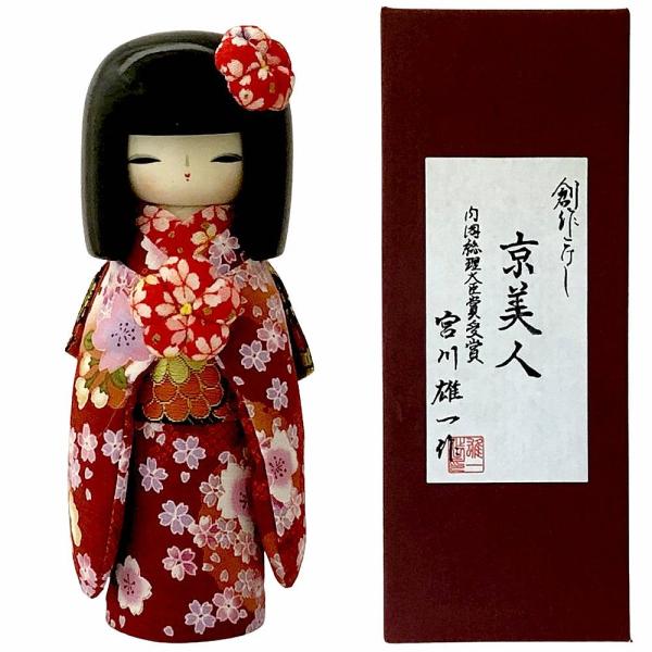 昭和 創作こけし 髪結 少女 花柄 着物 人形 郷土玩具 民芸 モダン こけし 楽天市場】こけし 「ごきげん」 c273 創作こけし 置物 木製 お