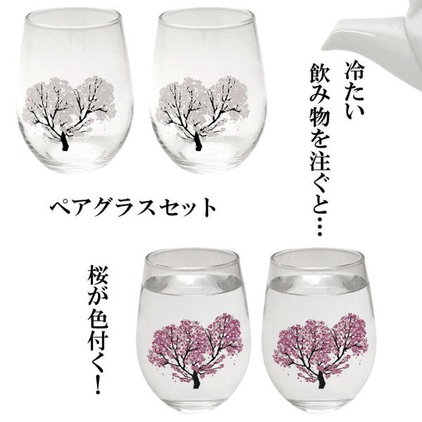 冷たい飲み物を注ぐと桜が色付く 冷感 ペアグラスセット フリーグラス 桜 温度変化丸モ高木陶器 正規品 ショットグラス ビアタンブラー 贈り物 お祝い 送料無料