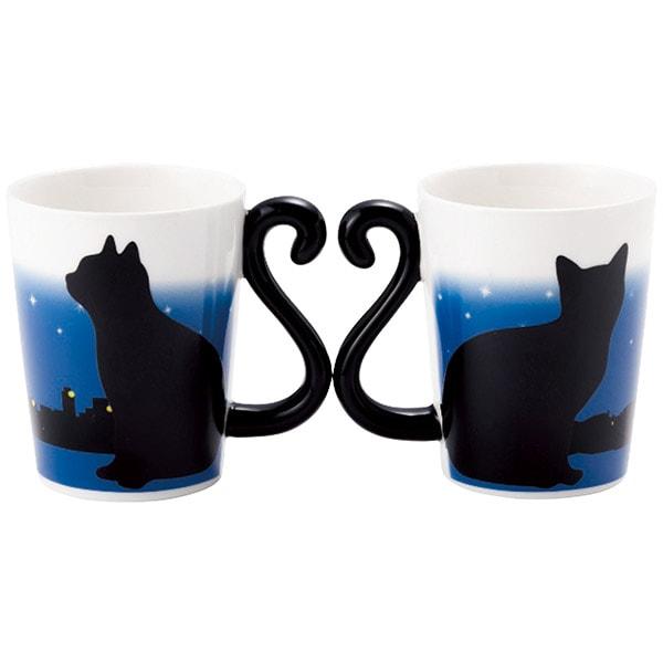 食器 ギフト マグカップ ペアマグ ツイン ねこ 猫 黒猫 色変わり