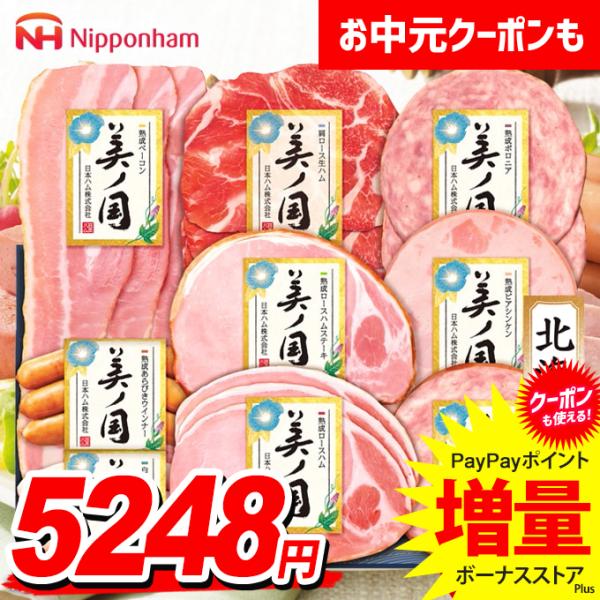 お中元 御中元 2026 ハム ギフト セット ロースハム ウインナー 日本ハム ニッポンハム 美ノ国 北海道 プレミアム 送料無料 食品 グルメ 食べ物  UKH-58